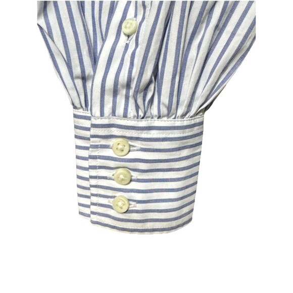 Ann Mashburn Mandarin Paulina Size XS Button Up Blue Striped Shirt Poplin - Picture 6 of 11